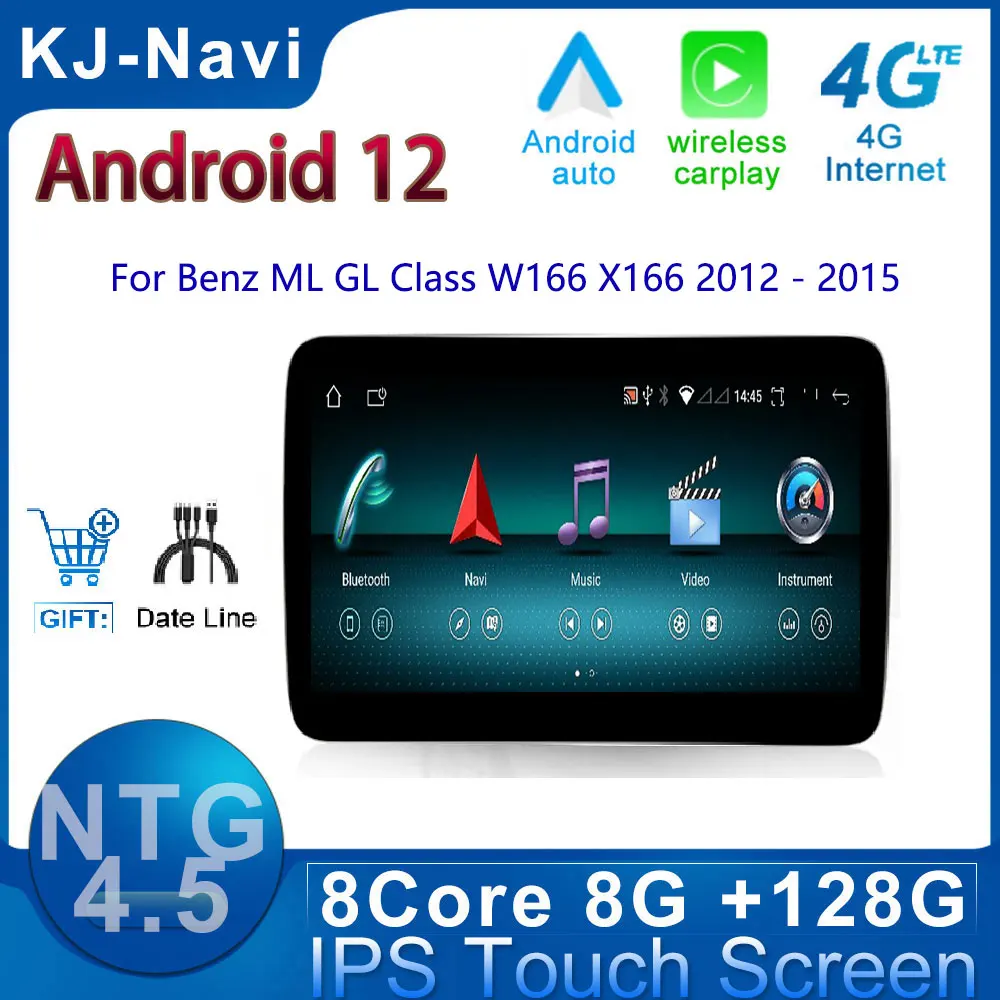

Android 12 For Mercedes Benz ML GL Class W166 X166 2012 - 2015 NTG 4.5 Car Radio Stereo Video GPS Navigation 8 Inch Screen