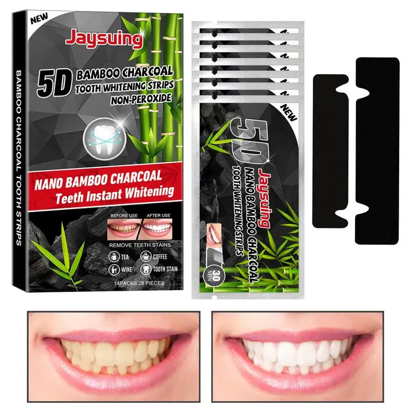 

5D Bamboo Charcoal Teeth Whitening Strips Tooth Bleaching Strips Stain Removal Strips For Sensitive Teeth Oral Hygiene Care