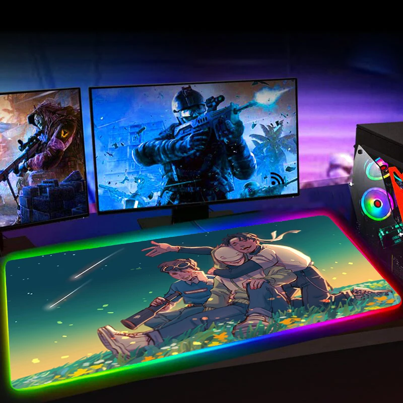 RGB коврик для мыши с аниме Mausepad Dream Smp, коврик для клавиатуры, резиновый нескользящий коврик с подсветкой коврик для мыши 35x6 0, коврик для мыши 250x350