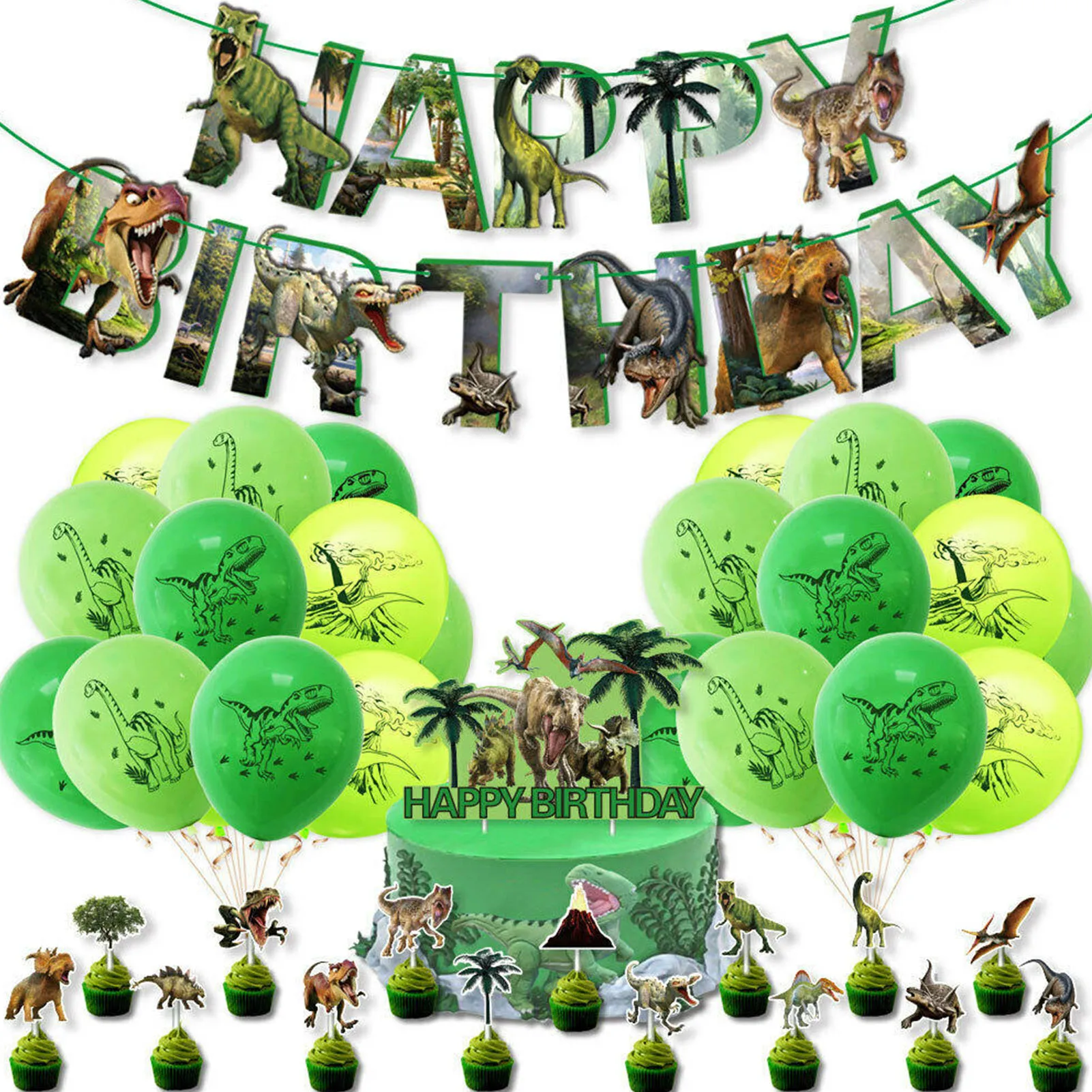 

Dinosaur Party Supplies 43 Pcs Dinosaur Birthday Party Supplies Green Dino Party Decorations For Girls Baby Banner Cupcake