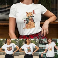 2022 women clothing t shirts short sleeve fashion cat anime summer harajuku girl tshirt o neck top t shirt streetwear tees y2k