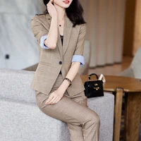 south korea spring and summer office female business white collar formal work clothes middle sleeve coat pants two piece suit