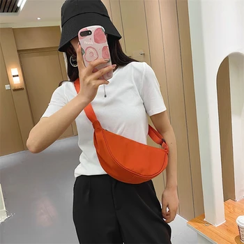 NEW Solid Color Chest Bag For Women Large Capacity Travel Crossbody Female Half Moon Belt Bags Ladies Daily Street Fanny Packs 1