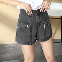 jeans denim shorts womens loose new summer thin black and gray high waist thin korean wide legs hot wear