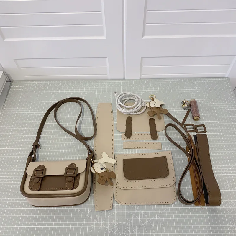 

Сумка-мессенджер ручной работы «сделай сам», шитье вручную, ручная обшивка, ручная сумка, материал из искусственной кожи, аксессуары, 1 компл...