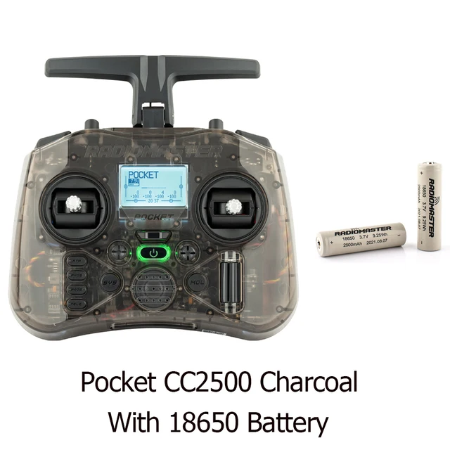 Radiomaster Pocket CC2500 Charcoal + 18650 batteries