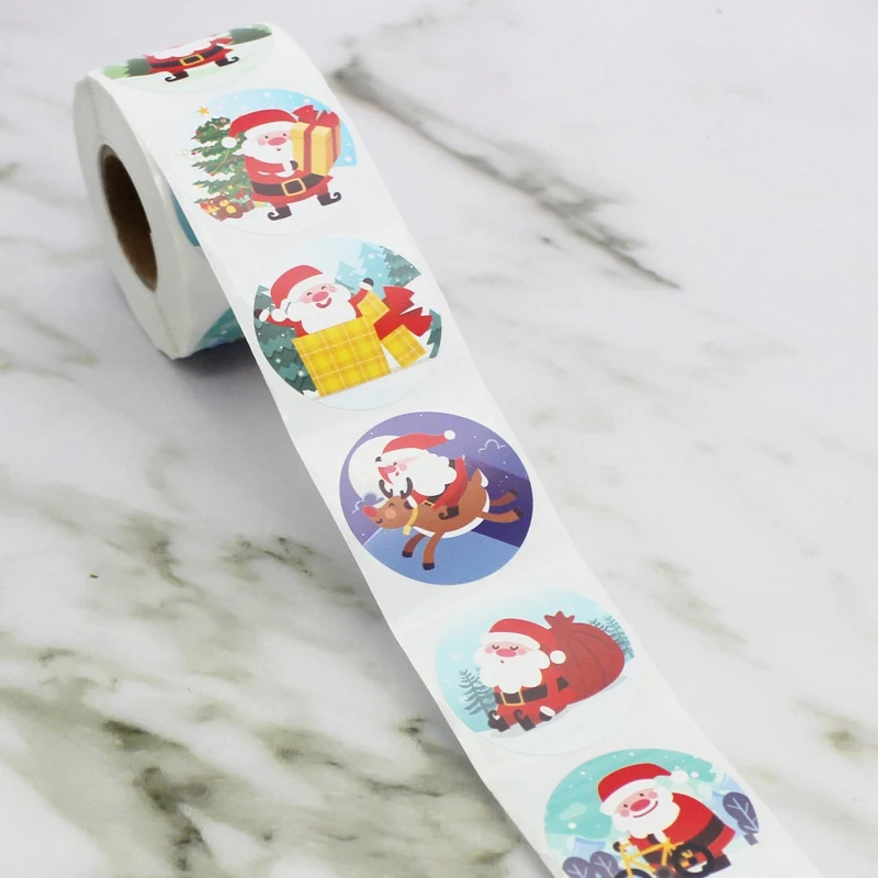 

500Pcs/Roll Santa Christmas Party Gift Decoration Stickers Cute Gift Decoration Tag Self-Adhesive Sealing Label Package Stickers