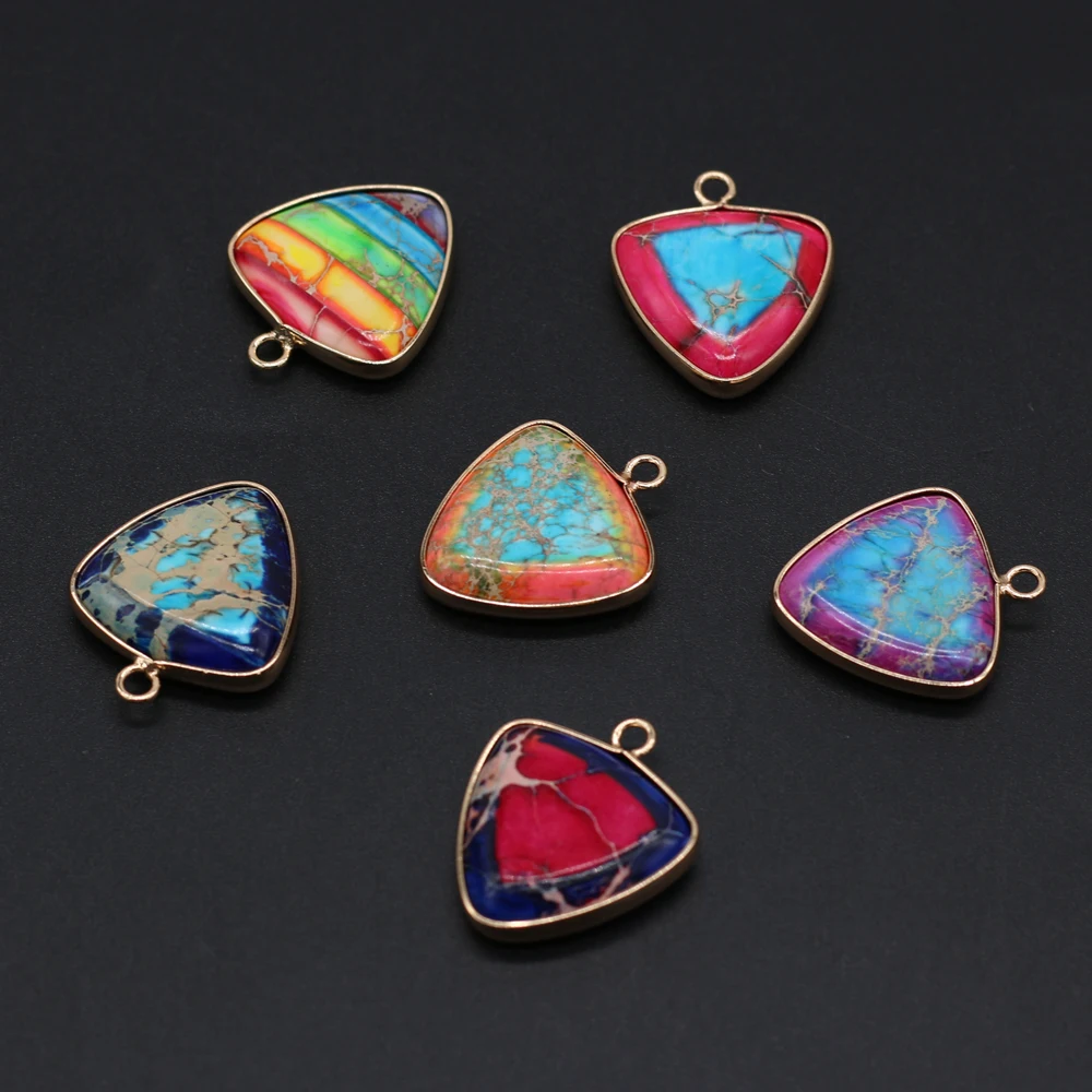 Позолоченный Кулон из натурального Императорского камня 21 х25 мм |