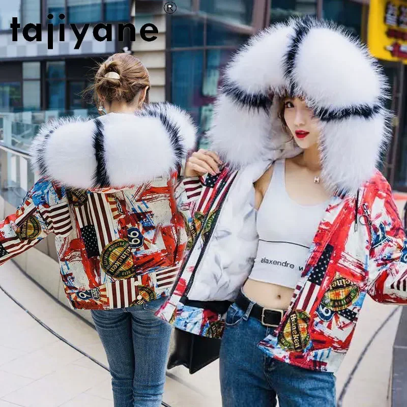 Зимнее пальто Tajiyane Женская куртка на белом утином пуху Воротник из натурального