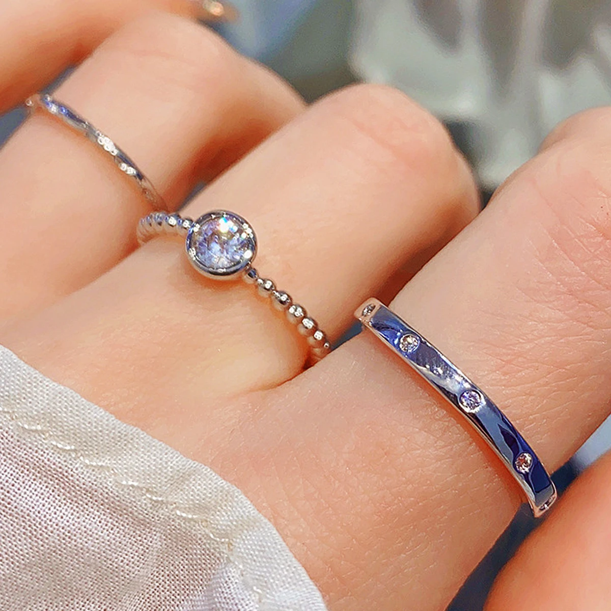 

Korean Simple Classic Personalized Three Set Smooth Open Rings Adjuistable Fashion Romantic Aesethetic Trendy Rings Accessories