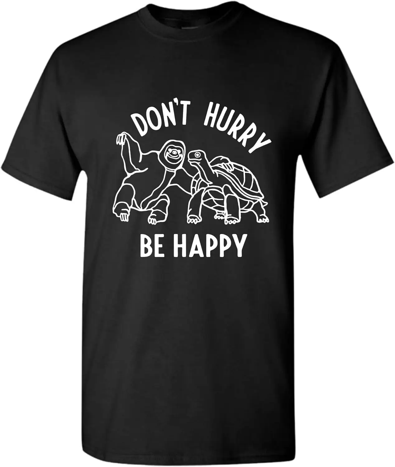 Мужская футболка с забавным животным принтом — не торопитесь будь счастлив!