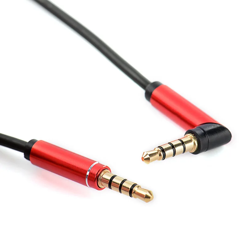 

3.5mm Male-to-male 4 Sections AUX Car Audio Audio Cable Elbow L-shaped Pure Copper Mobile Phone Computer Pair Recording Line