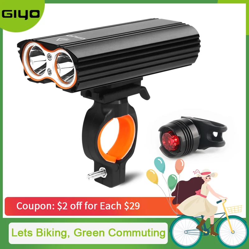 

GYIO Bicycle Bike Light Front 2400Lm Headlight 2 Battery T6 Leds Bicycle Light Cycling Lamp Lantern Flashlight For Bicycle Bike