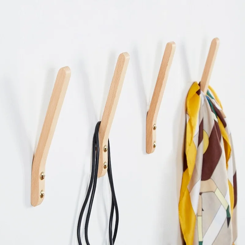 

15CM Long Hook Walnut Beech Wood Wall Hanging Bathroom Kitchen Accessories Bath Towel Key Holder Coat Hanger Minimalist Decor