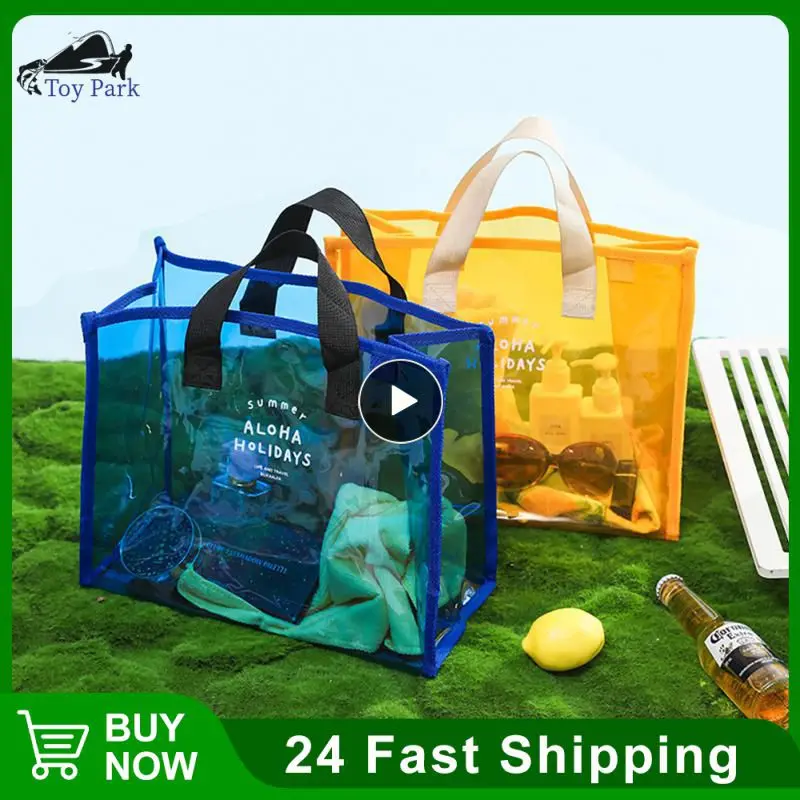 

50 Silk Thickness Handbag High Quality Keep Warm Swimming Bag Colorful Snap Closure Beach Bags Mesh Transparent Bag