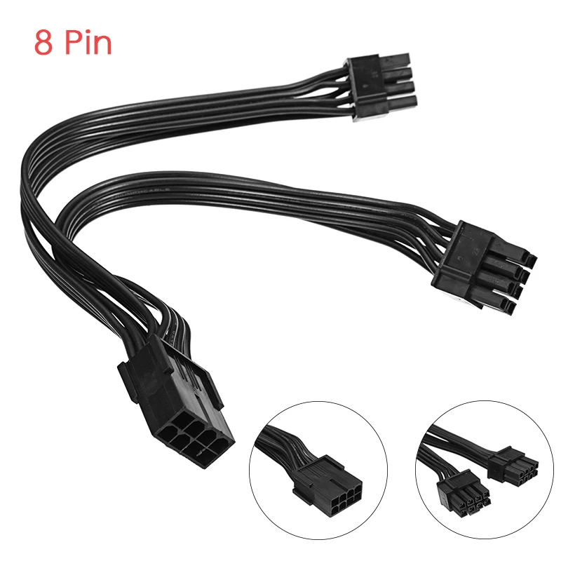 

6/10pcs 20cm 8 Pin Female to 2*8P(6+2)pin Extention Power Cable Male 18AWG PCIe PCI Express 4 Lines Merge Graphics Card Cable