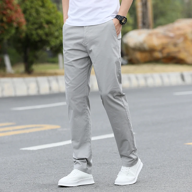 Brand Casual Comfortable Business Men Clothing 2022 Fashion Pant Korean Black Straight Cotton Top Quality Work Trousers