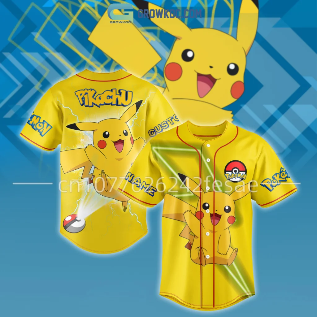 

Бейсбольная Футболка Pokemon Pikachu, мужская и женская спортивная футболка с коротким рукавом, модная Бейсбольная Футболка Pikachu PKM