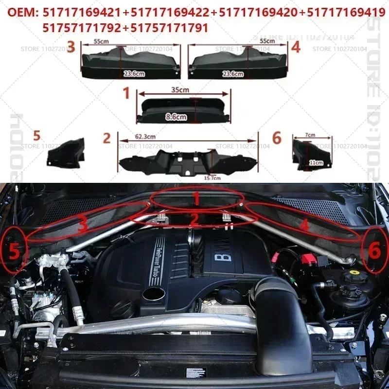 

Для 2007-2014 BMW X5 X6 E70 E71 перегородка панели двигателя отсека 51717169421 51717169422 51717169419 51757171791 64316945583