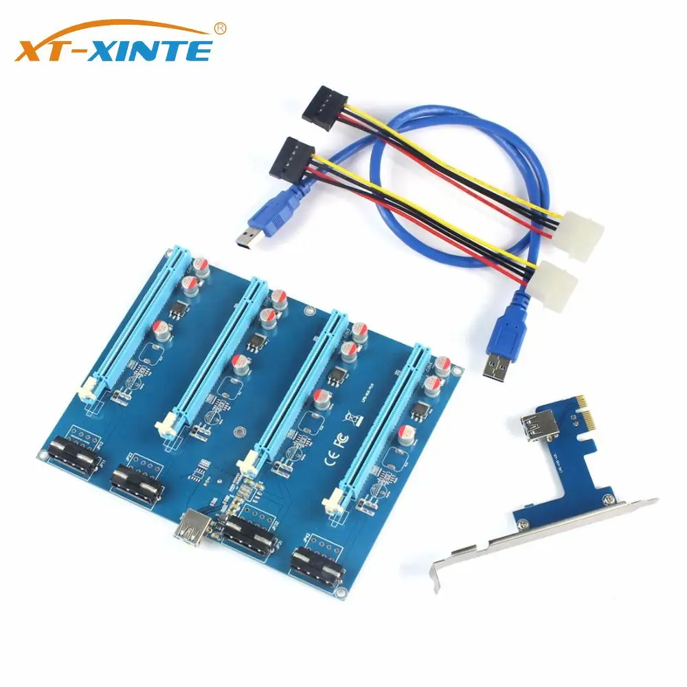 

PCI-Express PCIe 1 to 4 PCI express 16X slots Riser Card PCI-E 1X to External 4 slot Adapter PCIe Port Multiplier for PC