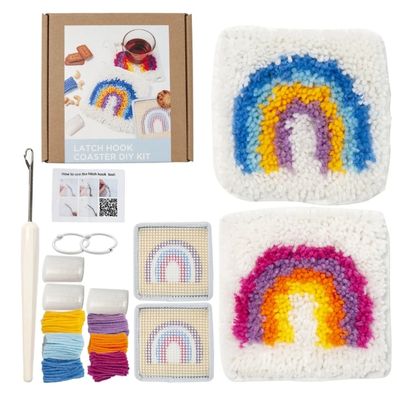 

Rainbow Hook Kits Coaster Embroidery Crafting Arts for Adults Beginners