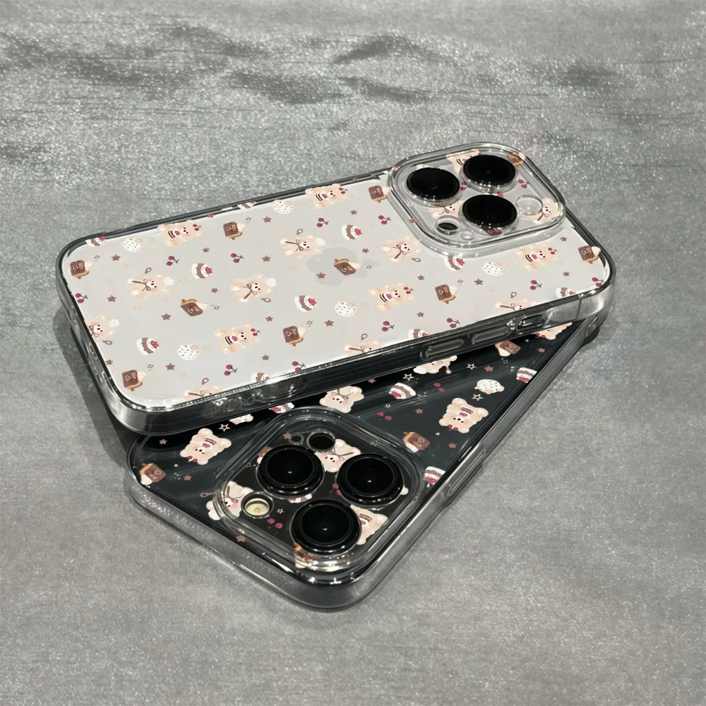 Прозрачный мягкий чехол с теплым медведем для iPhone 17 16 15 14 13 12 11 Pro Xs Max Air Mini 7 8 6 6s Plus SE 2020 2022 Задняя крышка (art.: 3920d33332b63) - 3920d33332b63