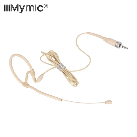 IiiMymic, гарнитура с одним ушным крючком, микрофон 3,5 мм, регулируемый бежевый головной микрофон для беспроводной системы BodyPack Sennheiser