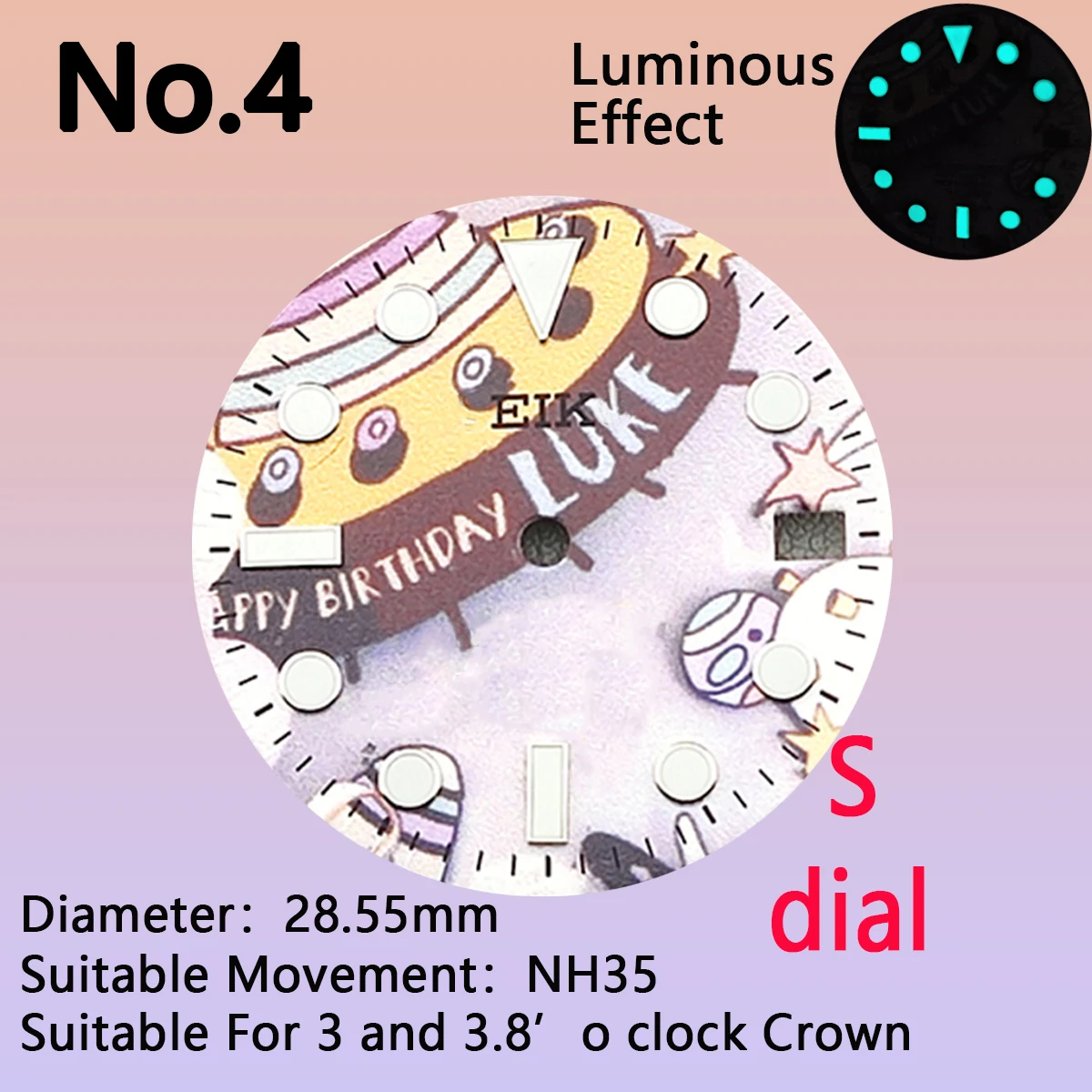 

NH35 NH36 Watch S Dial 28.5mm/29mm Various Colors C3 Super Luminous Fit NH35 NH36 Movement Modified Watch Literal Abalone Seik