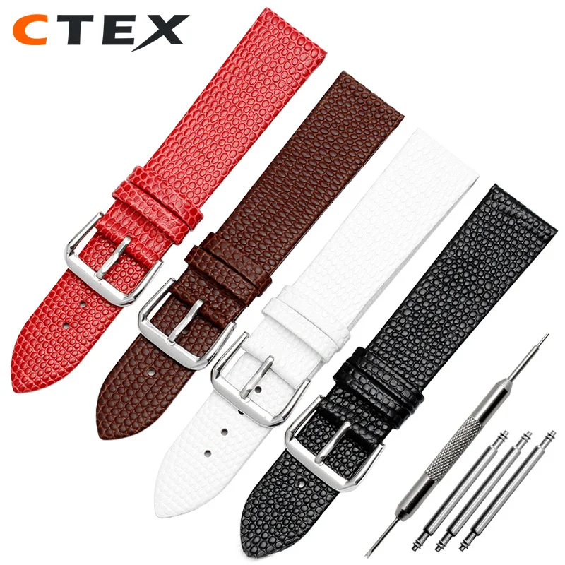 14mm 16mm 18mm 20mm Watches band Lizard Pattern genuine leather watchband  womens watch strap thin charm bracelet red color