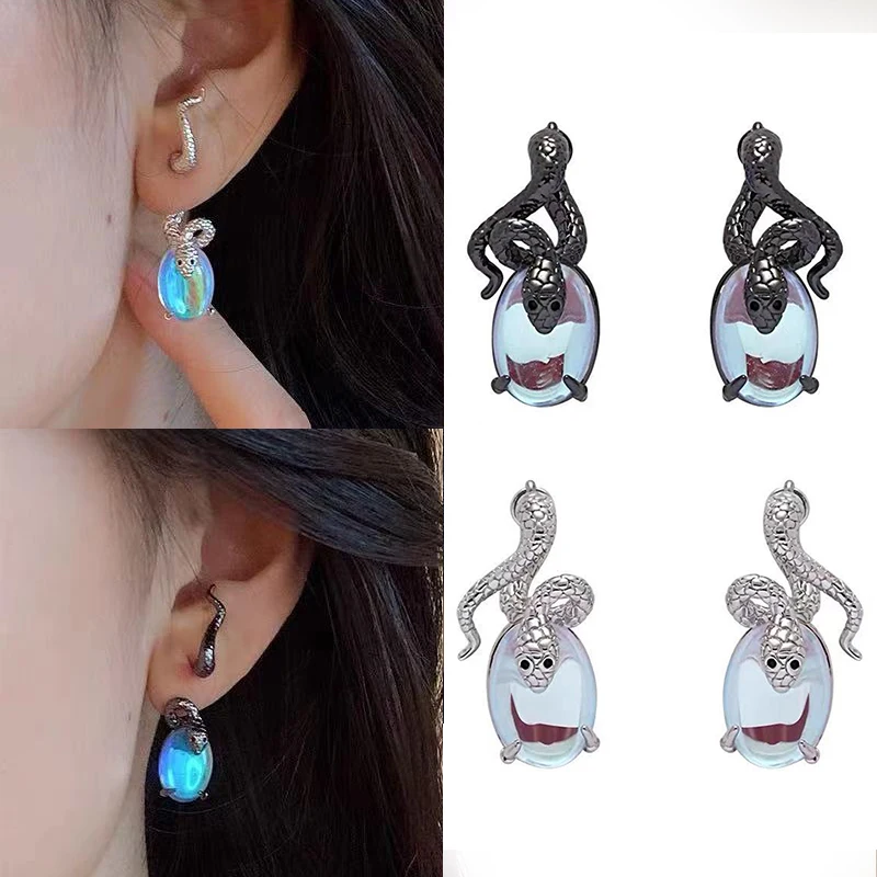 

2022 New Metal Snake Earrings Ladies Fashion Personality Crystal Pendant Stud Earrings Exquisite Party Gift Jewelry