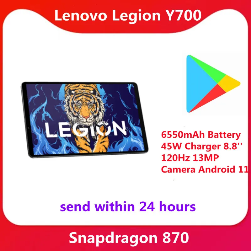 Lenovo Legion Y700 Tablet Gaming Snapdragon 870 Octa Core 6550mAh Battery 45W Charger 8.8'' 120Hz 13MP  Android 11