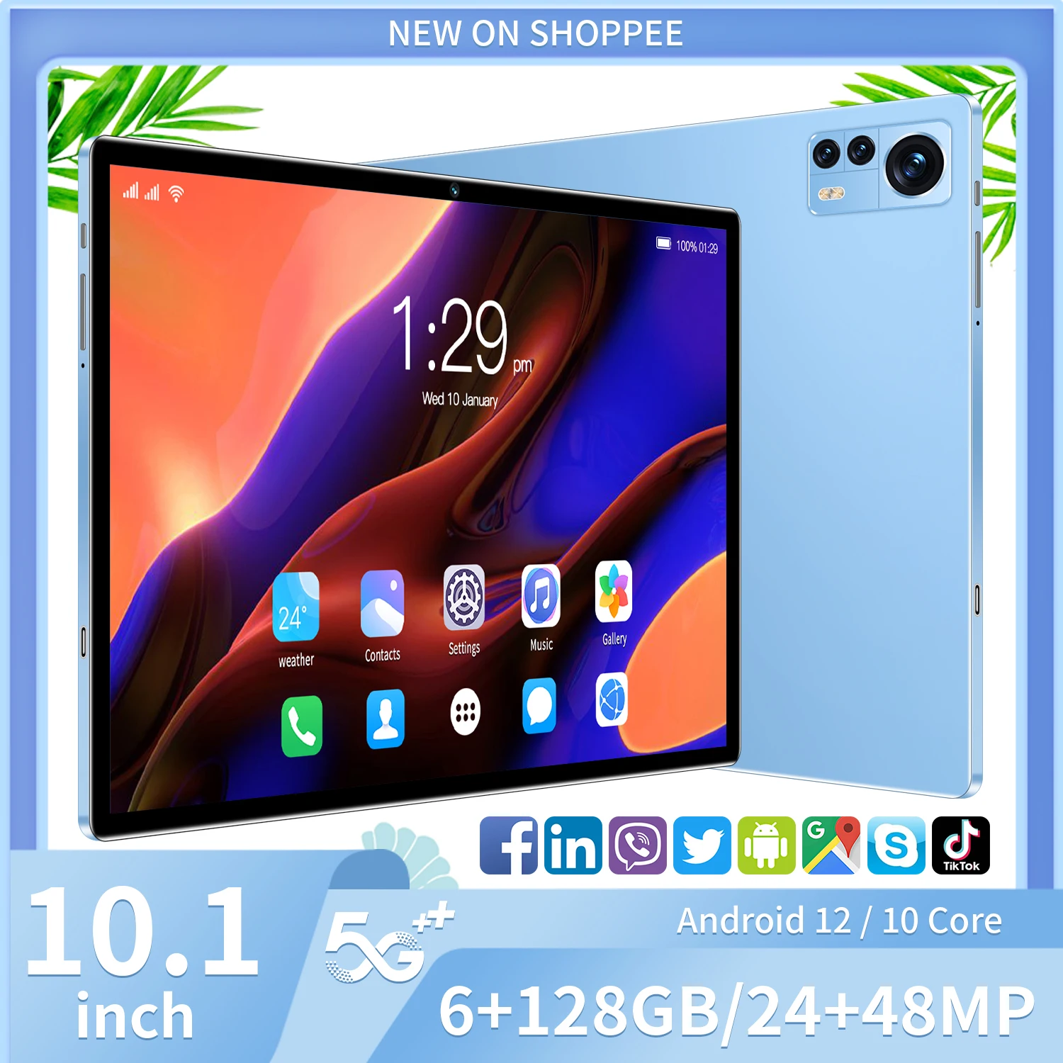 

Планшет на Android 12, восемь ядер, экран 10,1 дюйма, 6 ГБ + 128 ГБ