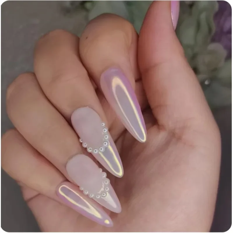 10 г 1 коробка вишнево-розовый хромированный жемчужный порошок для ногтей с