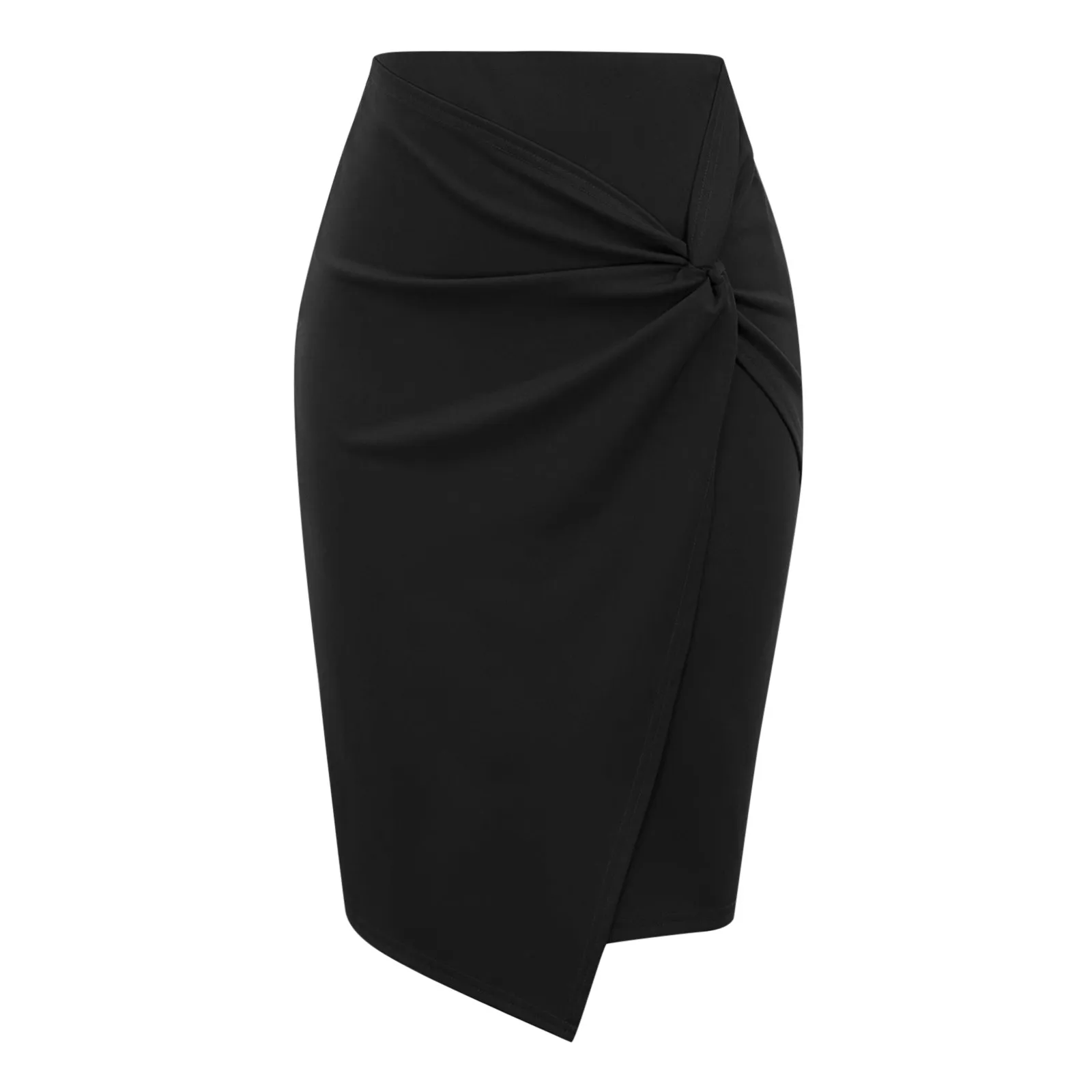 

High Waist Short Dress Bottoms Spring Skirt Women Elegant Office Solid Color Twisted Pencil Skir