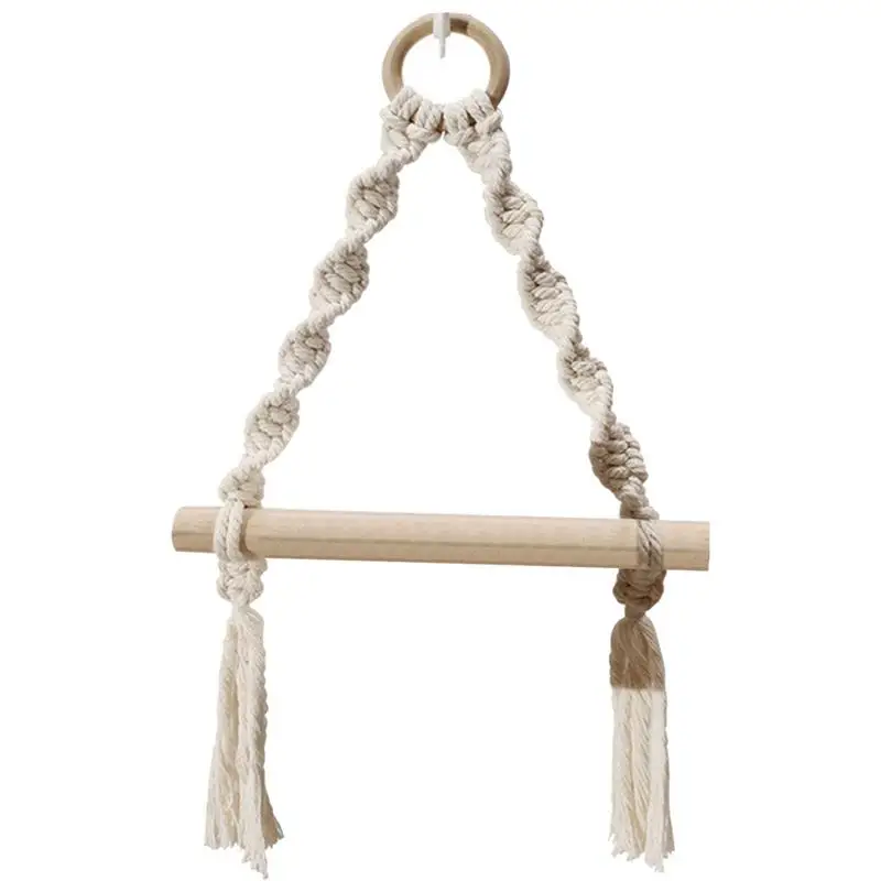 Rack Bathroom Wooden Toilet Paper Hook Holder Bohemian Wall Hanging Room Decoration Towel Hanger