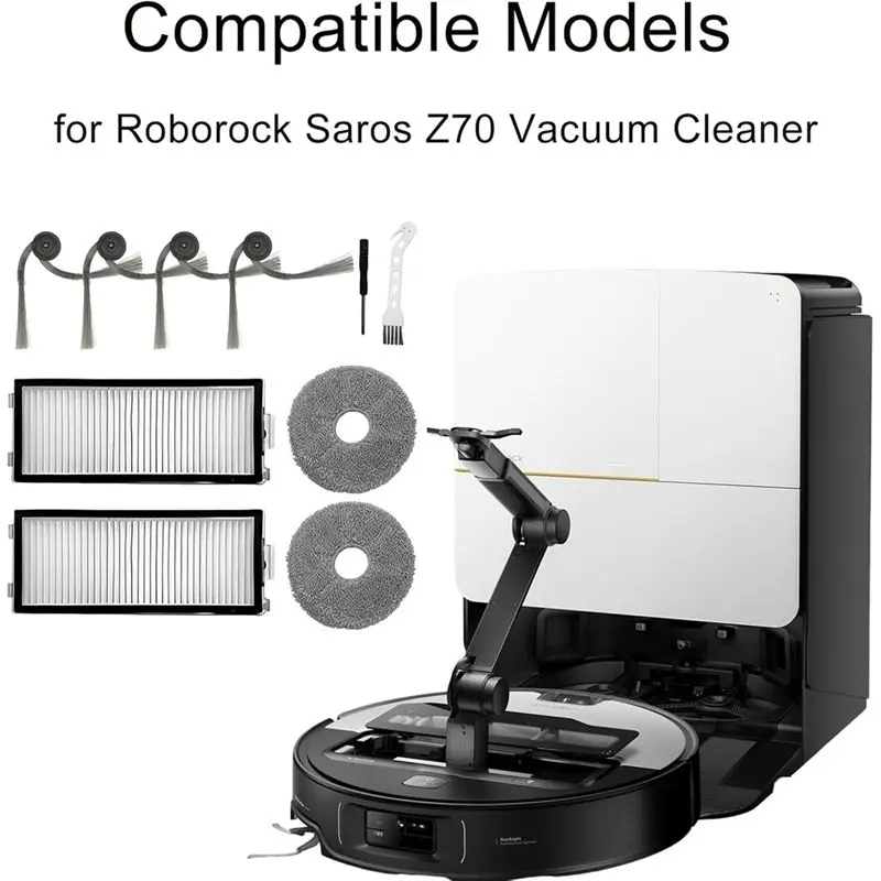 Фото Запасные части ABBK-10Pcs для робота-пылесоса Roborock Saros Z70/G30: боковые щетки, HEPA-фильтры, салфетки для уборки. №3