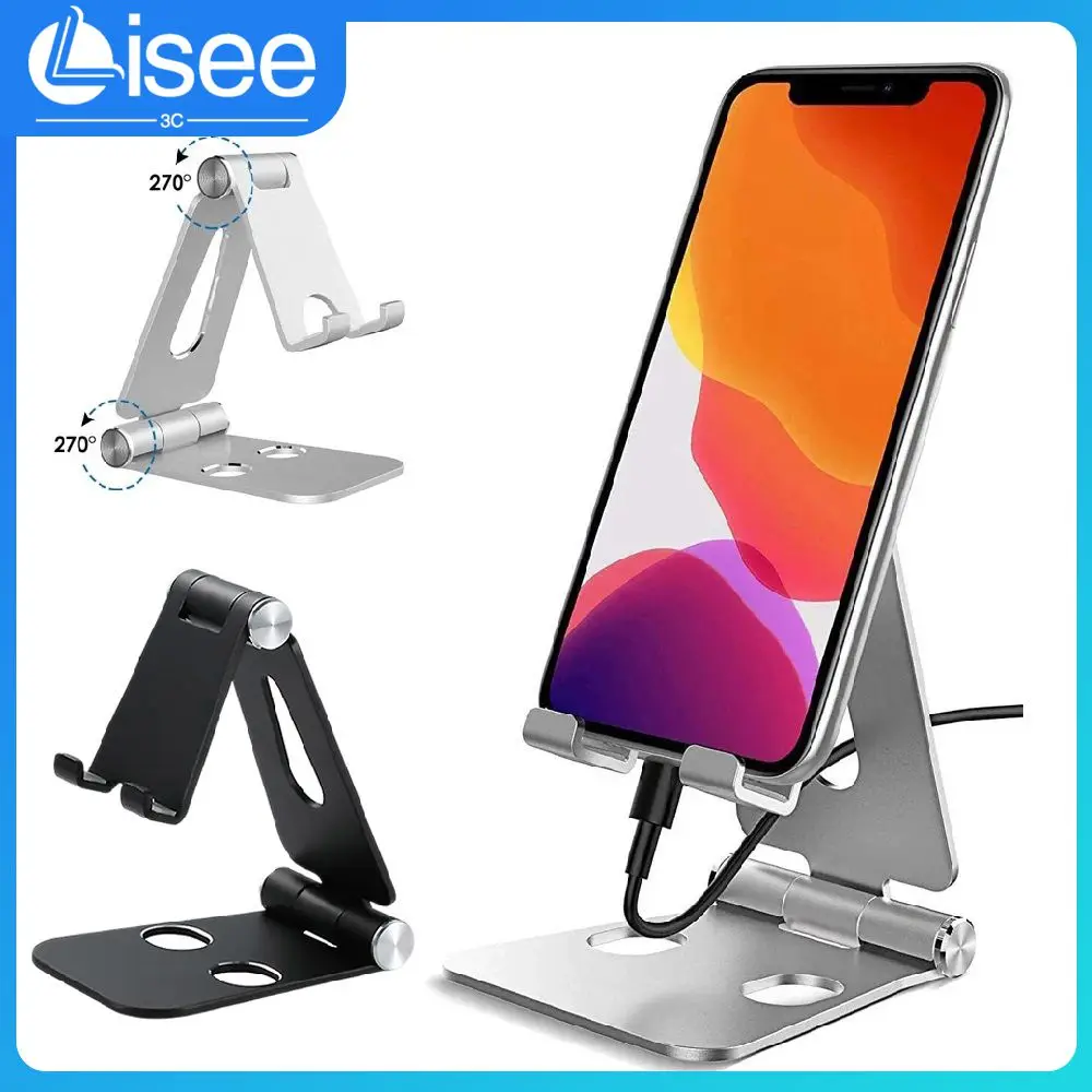 

Universal Aluminum Alloy Mobile Phone Holder Portable Desktop Phone Stand Thickened Silicone Pad Metal Bracket Phone Accessories