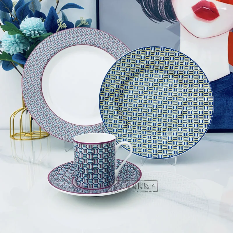 

Посуда в скандинавском стиле, креативная домашняя тарелка с 8 искусственными решетками, 10 дюймов, тарелка в западном стиле, тарелка для салата, тарелка для стейка