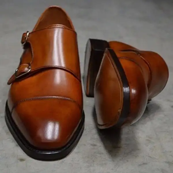 

Men's Monk Shoes Brown Leather Original Italian Dress Shoes for Men