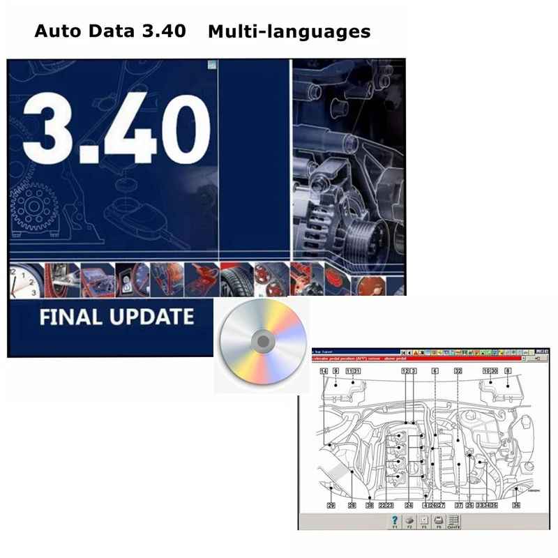 2023 Hot Sale Auto Data 3.40 Auto Repair Software Multi-languages Send by CD Guide Version Remote Automotive Car Tool Software