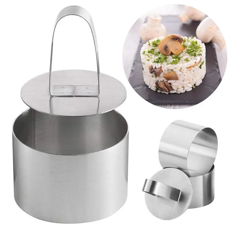 

Stainless Steel Cake Ring Mousse Cake Mold Onigiri Sushi Tool with Push Plate Non-Stick Rice Ball Mold Sushi Maker Cake Tool
