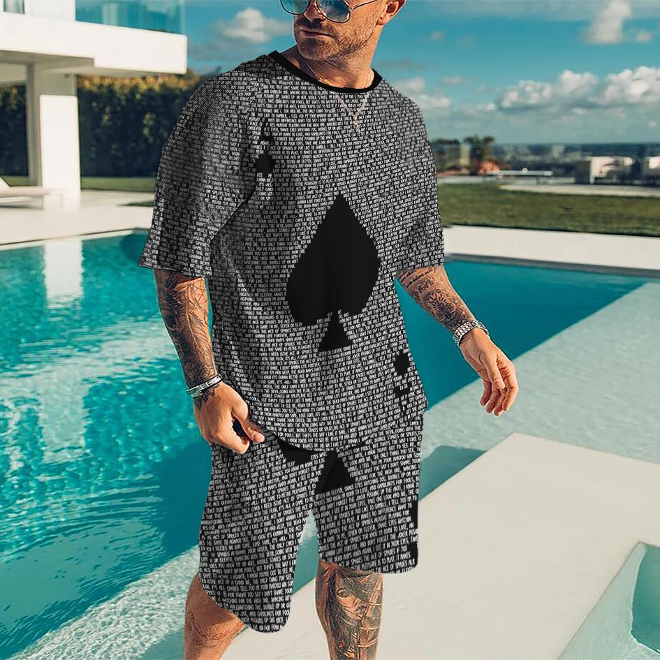 

Summer men's T-shirt suit trend T-shirt + trend shorts fashion men's suit round neck xxs-6xl size jogging suit