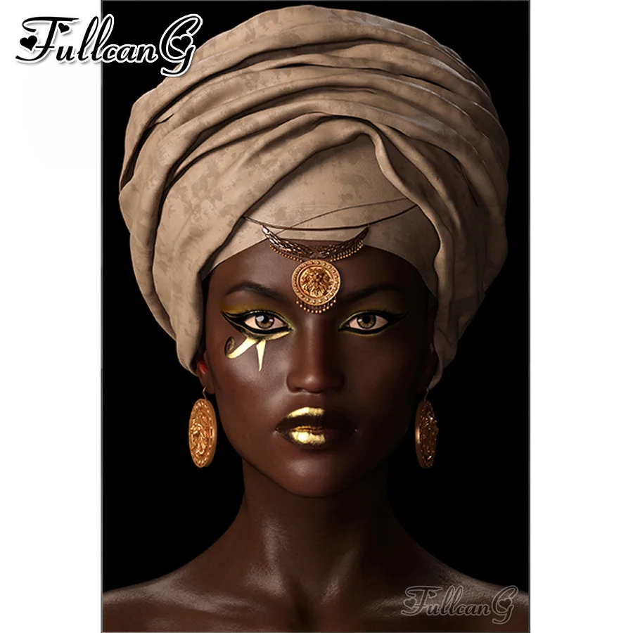 

5D алмазная живопись, вышивка крестиком, африканская черная женщина, портрет «сделай сам», полная мозаика, вышивка Стразы фотографии настенные декорации AA3693