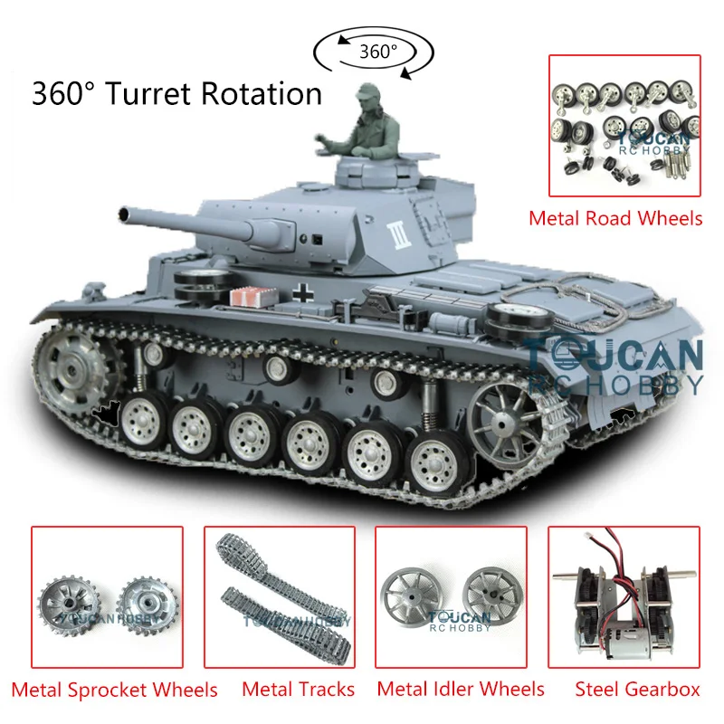 

US Stock Heng Long 1/16 TK6.0 Customized Panzer III L RC Tank 3848 Metal Wheels TH12536-SMT7