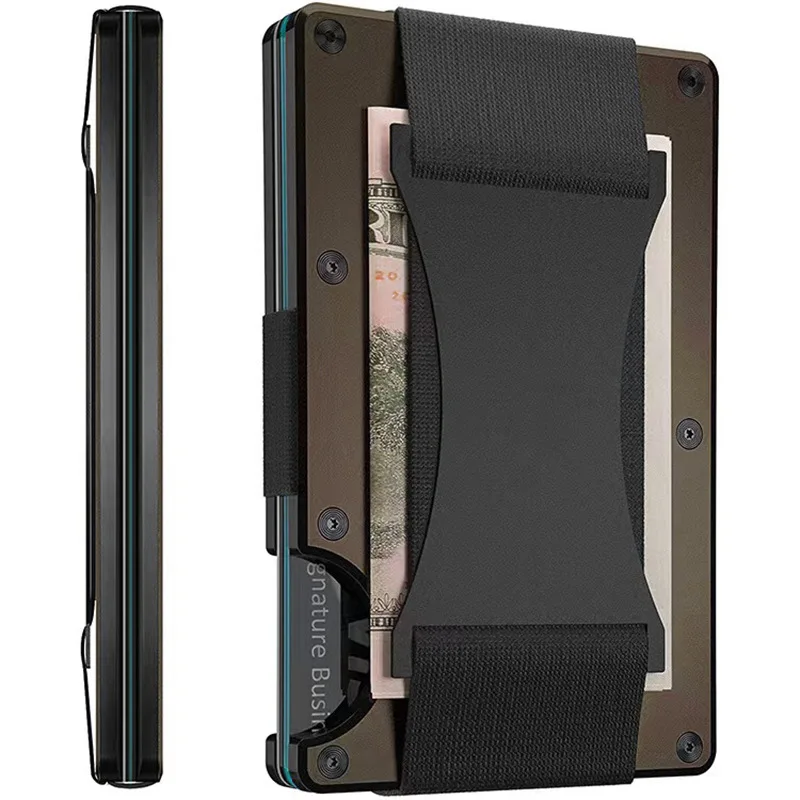 Billetera Hombre Card Holders for Men Smart Wallet RFID Slim Porte Monnaie Luxe Elastic Strap Carte Bancaire Business Customized