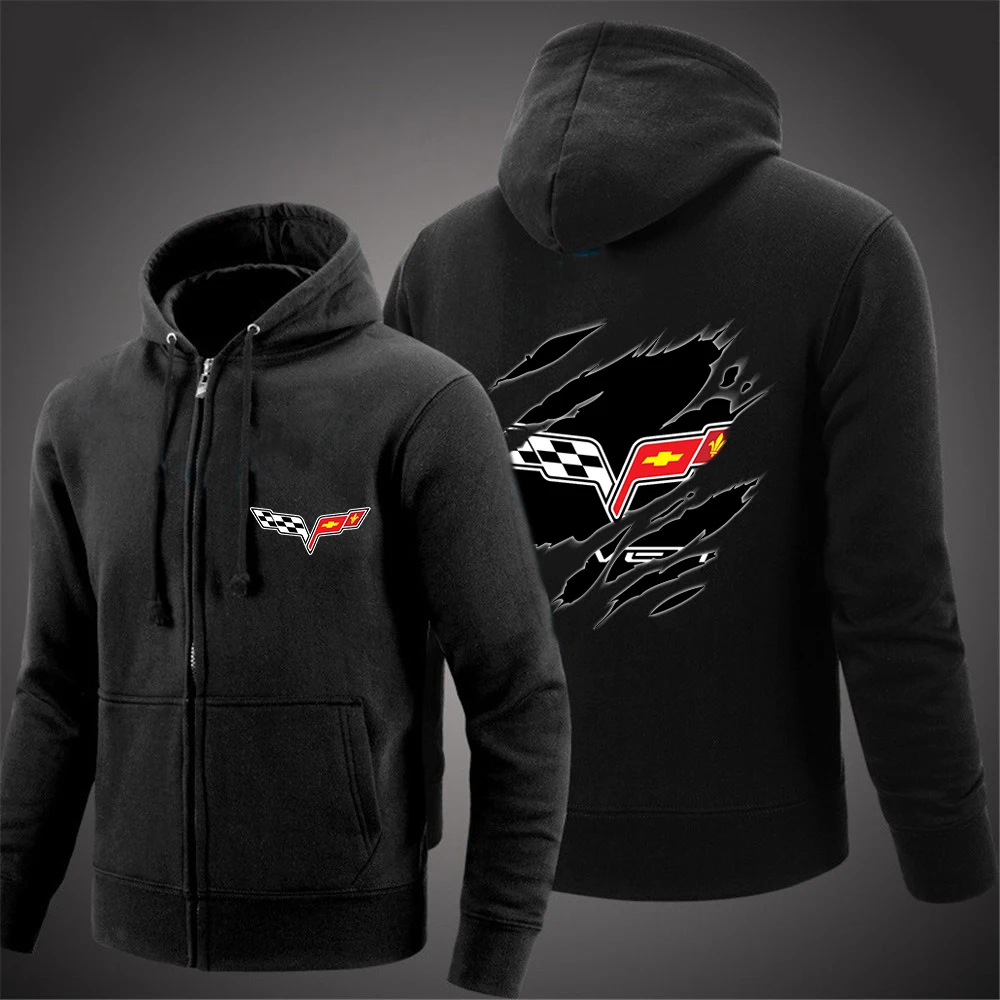 

Spring 2022Custom Men Corvette Logo Tops zipper Hoodies Jacket Print Punk Clothing High street Casual Sweatshirt Coats