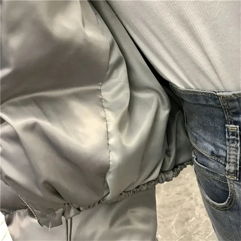Winter Warm Thick Cropped Baseball Jacket Women Streetwear y2k Bomber Puffer Cotton Padded Coat Korean Zipper Bubble Outerwear