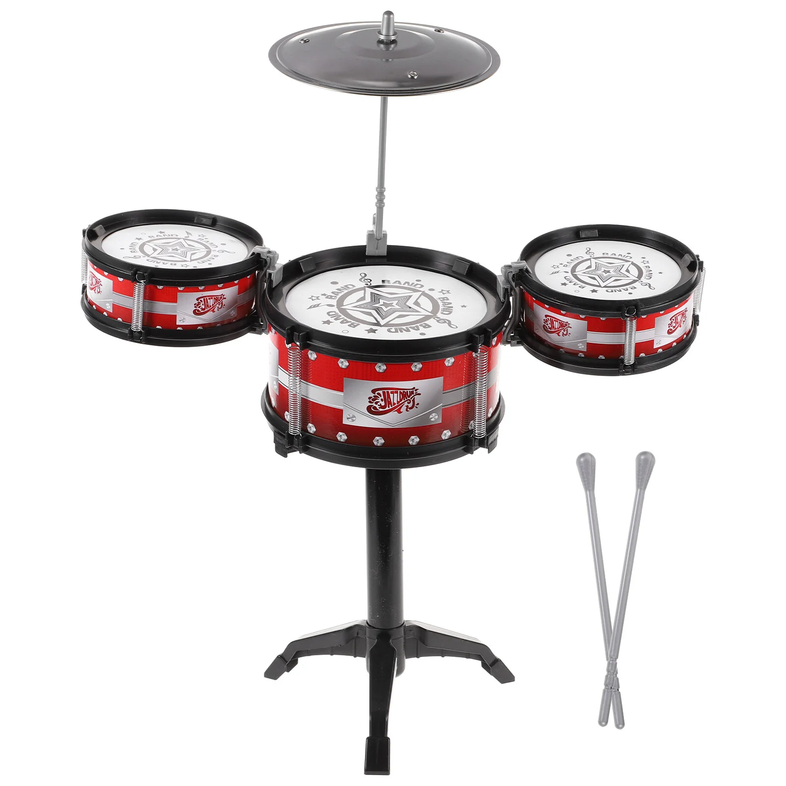 

Kids/ Junior Drum Set Percussion Set Drum Set with 3 Drums Kids Educational Instruments- Red