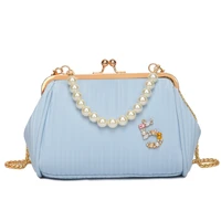 jeweled womens bag 2022 trend metal frame pack luxury designer handbag pearled clutch evening bag crossbody bag for women purse