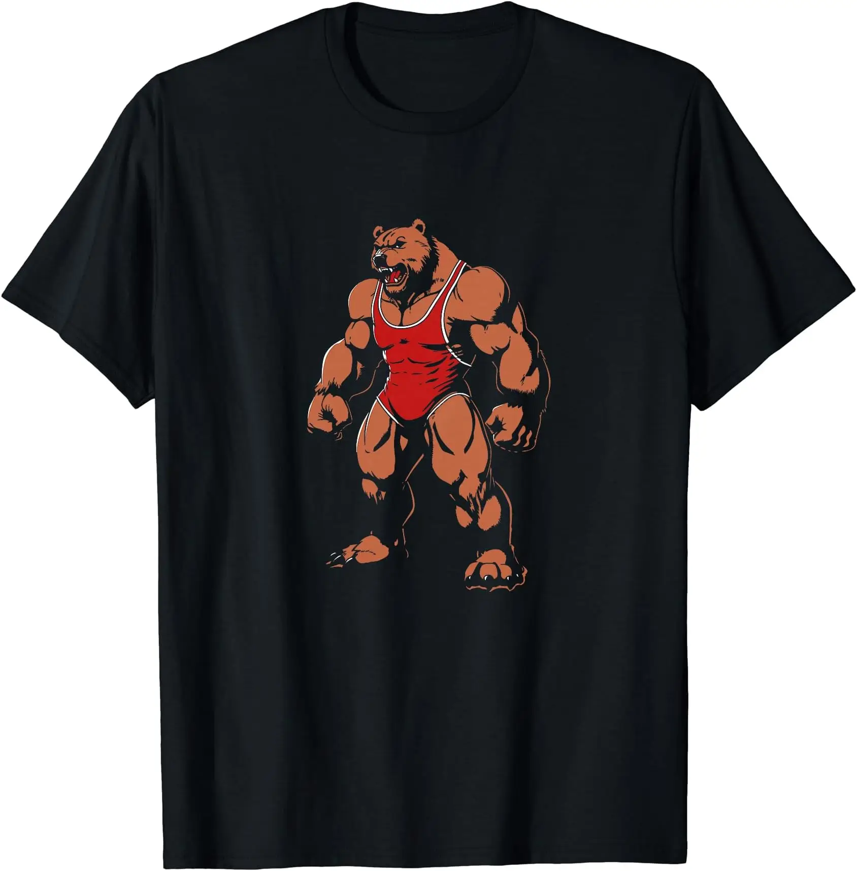 Funny Bear Wrestler T-Shirt Anime Graphic T-shirts for Men Clothing Women Tees High Quality 100%Cotton Short Sleeve